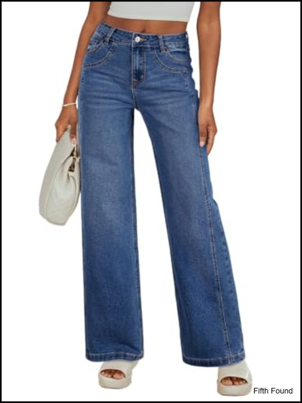 High Waisted Wide Leg Jeans Stretchy Denim Pants Straight Leg